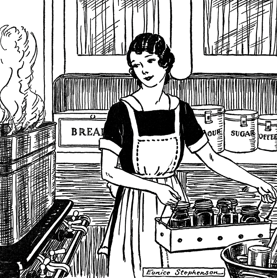 Vintage illustration of a woman in a kitchen : Free Stock Photo