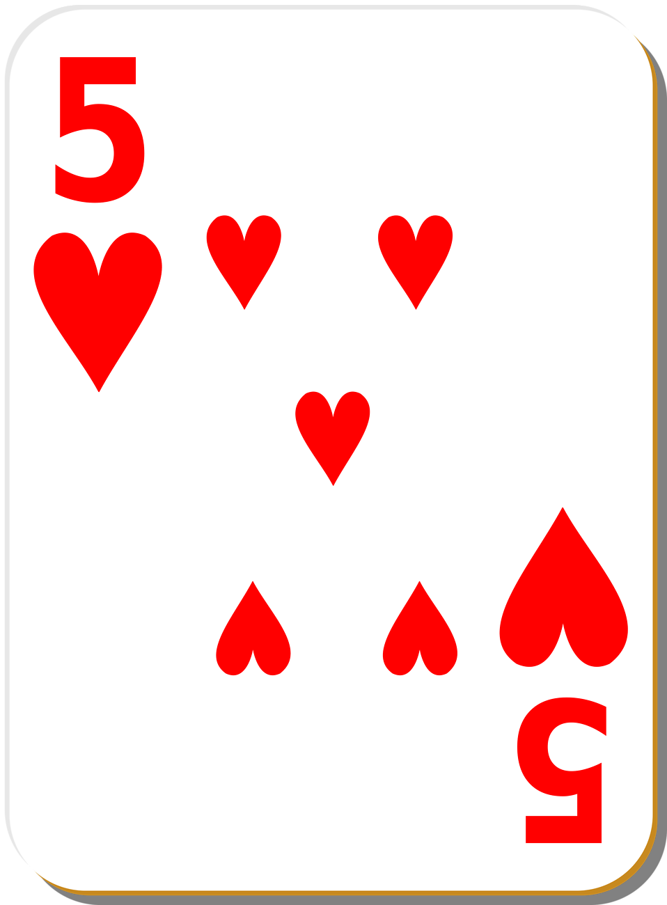 Playing Card Free Stock Photo Illustration Of A Five Of Hearts 