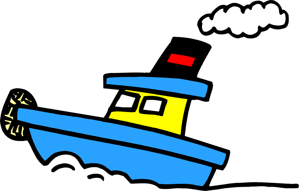 Illustration of a blue tugboat : Free Stock Photo