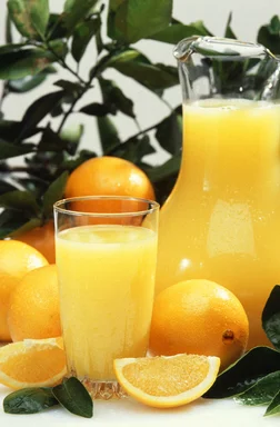 Free Stock Photo: A display of oranges and orange juice
