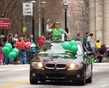 Free Stock Photo: A woman in a car in the 2010 Atlanta Saint Patrick's Day Parade