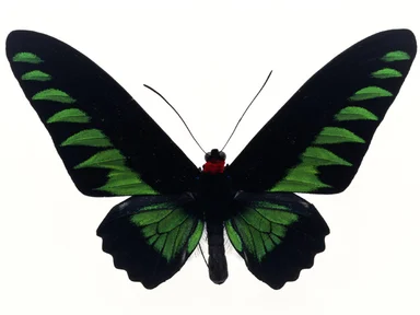 Free Stock Photo: A green and black butterfly isolated on a white background