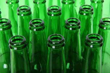 Free Stock Photo: Empty green beer bottlenecks