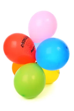Free Stock Photo: Colorful birthday balloons isolated on a white background