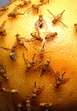Free Stock Photo: Mexican fruit flies laying eggs in a grapefruit