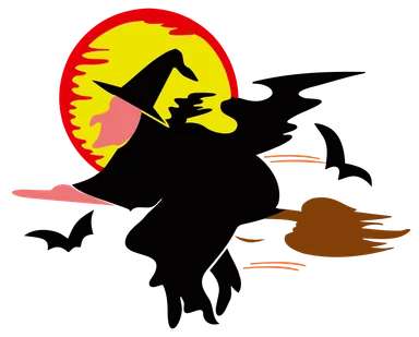 Free Stock Photo: Illustration of a witch flying by the moon on a broomstick