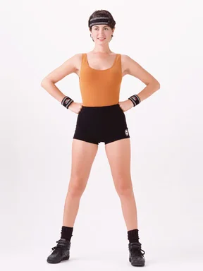 Free Stock Photo: A beautiful brunette exercising on a white background
