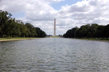Free Stock Photo: The Washington Monument viewed from the Lincoln Memorial Reflecting Pool in Washington, DC