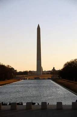 Free Stock Photo: The Washington Monument viewed from the Lincoln Memorial Reflecting Pool in Washington, DC