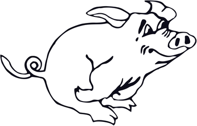 Free Stock Photo: Illustration of a running cartoon pig