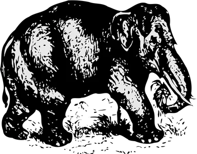 Free Stock Photo: Illustration of an elephant in black and white