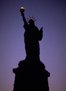 Free Stock Photo: Silhouette of the Statue of Liberty monument at night