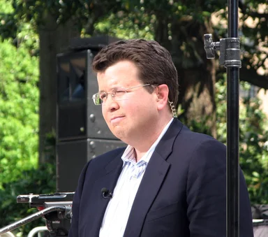 Free Stock Photo: Fox News reporter Neil Cavuto reporting at the 2010 tax day tea party in Atlanta, Georgia