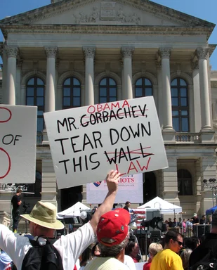 Free Stock Photo: Protestors with signs at the 2010 Atlanta tax day tea party in Atlanta, Georgia