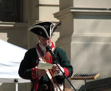 Free Stock Photo: A speaker in a Colonial costume at the 2010 Atlanta tax day tea party in Atlanta, Georgia