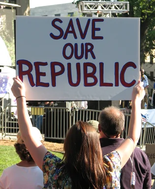 Free Stock Photo: Protestors with signs at the 2010 Atlanta tax day tea party in Atlanta, Georgia
