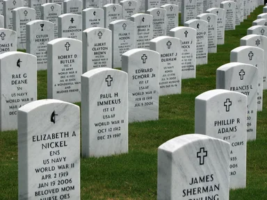 Free Stock Photo: Gravestones in a row at the Georgia National Cemetery