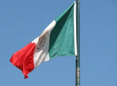 Free Stock Photo: Mexican flag in blue sky
