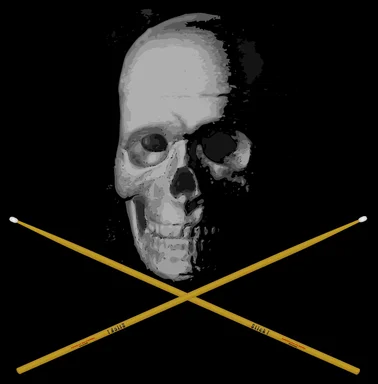 Free Stock Photo: Illustration of a skull and crossed drumsticks