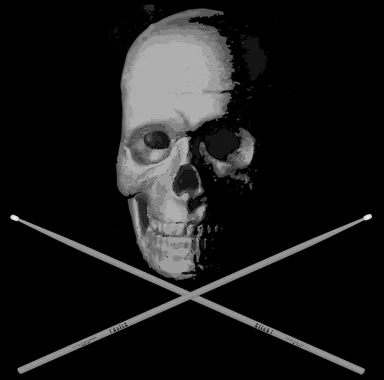 Free Stock Photo: Illustration of a skull and crossed drumsticks