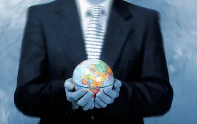 Free Stock Photo: Businessman holding a globe