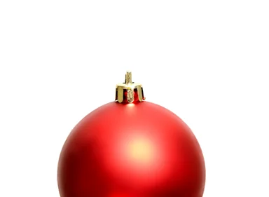 Free Stock Photo: A red Christmas ornament isolated on a white background