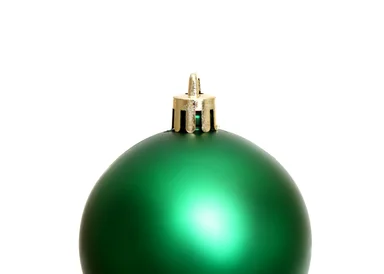 Free Stock Photo: A green Christmas ornament isolated on a white background