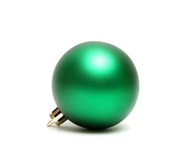Free Stock Photo: A green Christmas ornament isolated on a white background