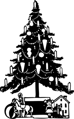 Free Stock Photo: Illustration of a Christmas tree with presents