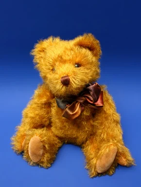 Free Stock Photo: A teddy bear isolated on a blue background
