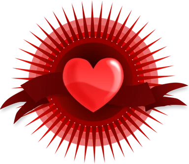 Free Stock Photo: Illustration of a red heart with rays and a banner