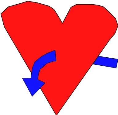 Free Stock Photo: Illustration of a red heart with a blue curved arrow