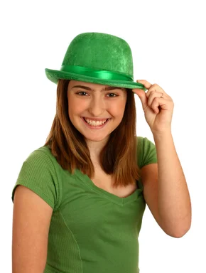 Free Stock Photo: A cute young girl dressed up for Saint Patrick's Day with a green hat