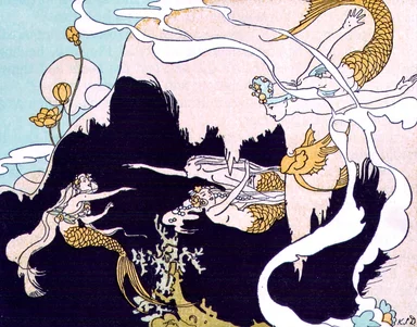 Free Stock Photo: Vintage illustration of mermaids