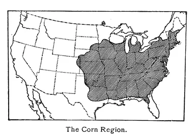 Free Stock Photo: Vintage map of the United States showing the corn region