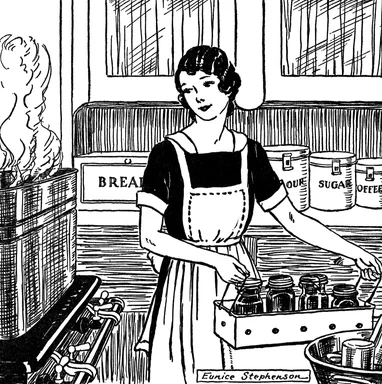 Free Stock Photo: Vintage illustration of a woman in a kitchen