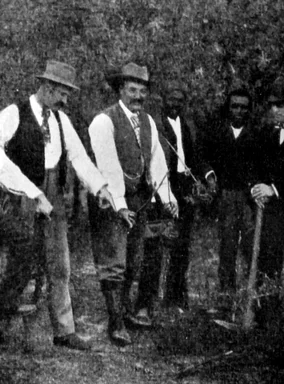 Free Stock Photo: Vintage photo of men dowsing for water