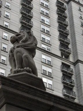 Free Stock Photo: Statue of a lion in front of a tall building in Atlanta, Georgia