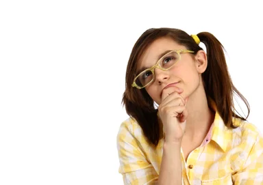 Free Stock Photo: A smart girl with glasses posing with a thoughtful expression