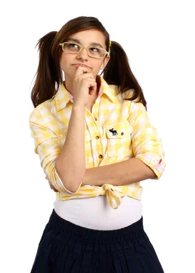 Free Stock Photo: A smart girl with glasses posing with a thoughtful expression