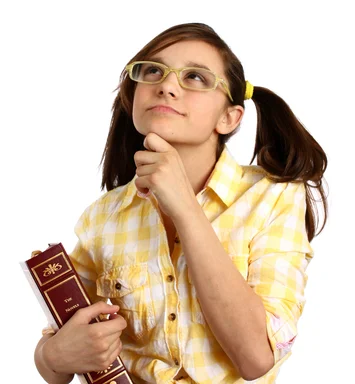 Free Stock Photo: A smart girl with glasses holding a book