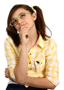 Free Stock Photo: A smart girl with glasses posing with a thoughtful expression