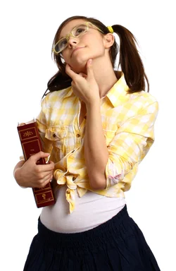 Free Stock Photo: A smart girl with glasses holding a book