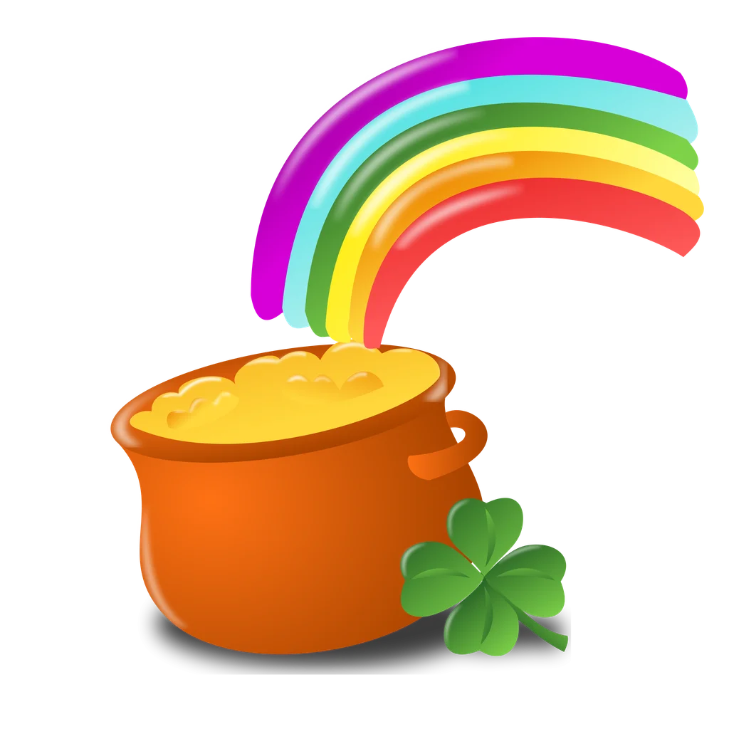 Illustration of a pot of gold and a rainbow for Saint Patrick's Day : Free Stock Photo