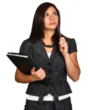 Free Stock Photo: A beautiful young business woman thinking
