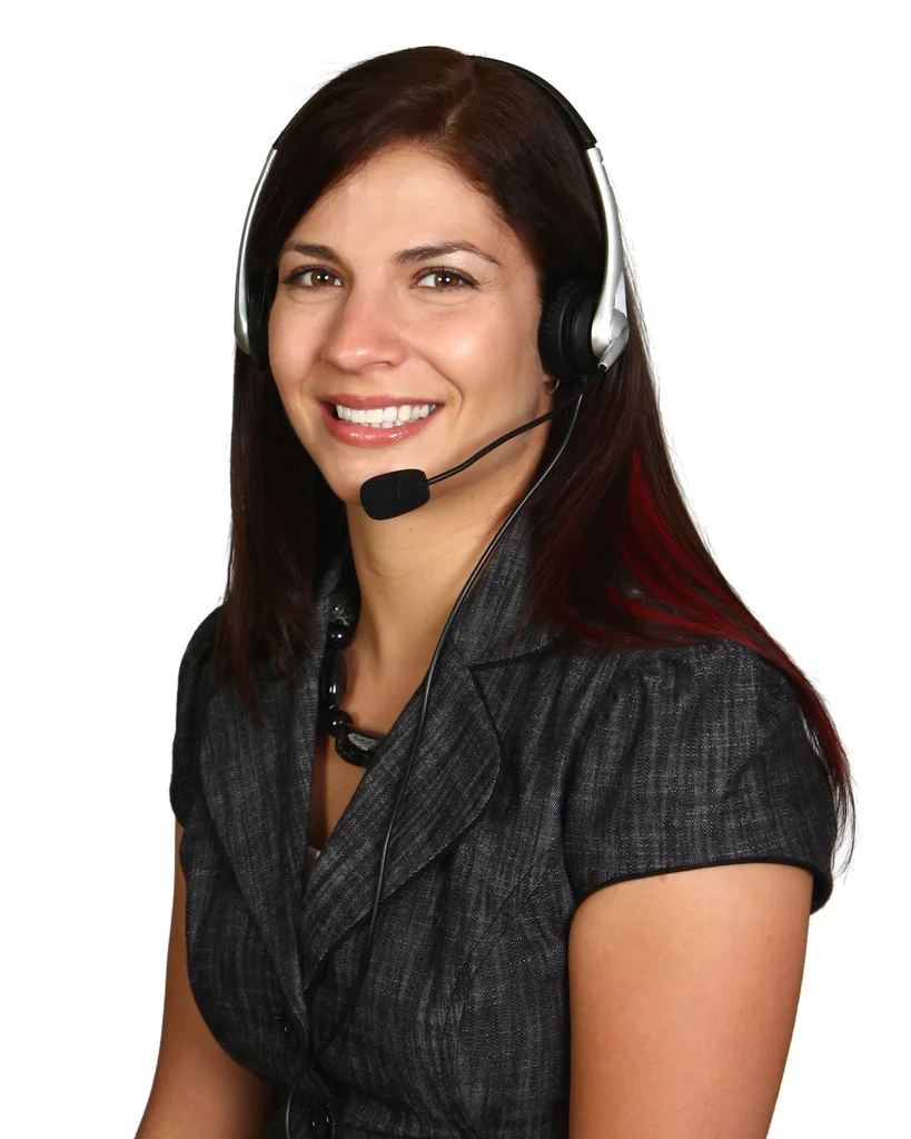 A beautiful call center woman isolated on a white background : Free Stock Photo