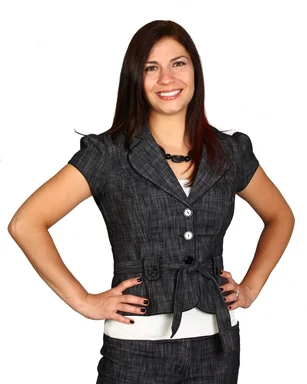 Free Stock Photo: A beautiful young business woman posing on a white background