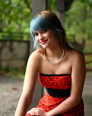 Free Stock Photo: A beautiful young woman posing in a red dress