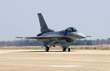Free Stock Photo: An F-16 Fighting Falcon on a runway