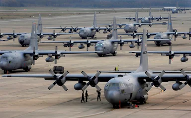 Free Stock Photo: C-130 airplanes on a runway